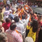 Inq Tmp 38 मड़वा पूरब (औलियाबाद) पंचायत की मुखिया प्रत्याशी वन्दना देवी के नामांकन में उमड़ा जनसैलाब । Inquilabindia