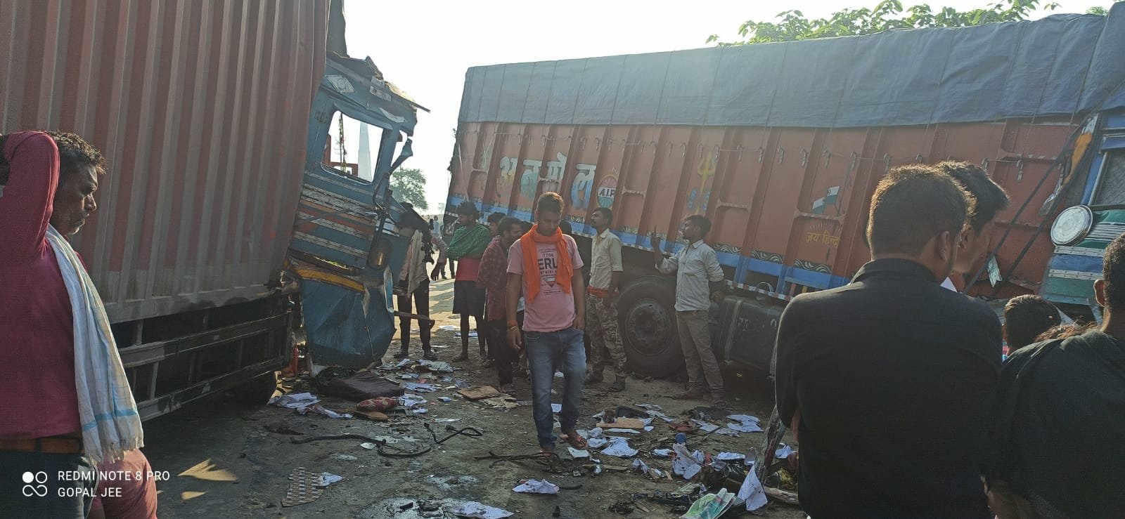 गिट्टी लदे ट्रक-कंटेनर की आमने-सामने की टक्कर में कंटेनर चालक की मौत, गंभीर रूप से घायल ट्रक का चालक मौके से फरार ।। Inquilabindia 2 img 20220314 wa0012646829089773597187