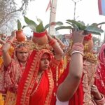 बैसा गांव स्थित अतिप्राचीन कार्तिक मंदिर में 7 दिवसीय श्रीमद् भागवत कथा ज्ञान महायज्ञ को लेकर निकाली गई भव्य कलश शोभायात्रा, भक्तिमय बना माहौल